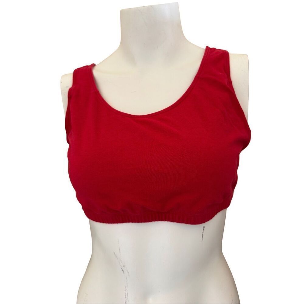 Fruit of the Loom Red 90s cotton sports bra simple basic minimal M-L